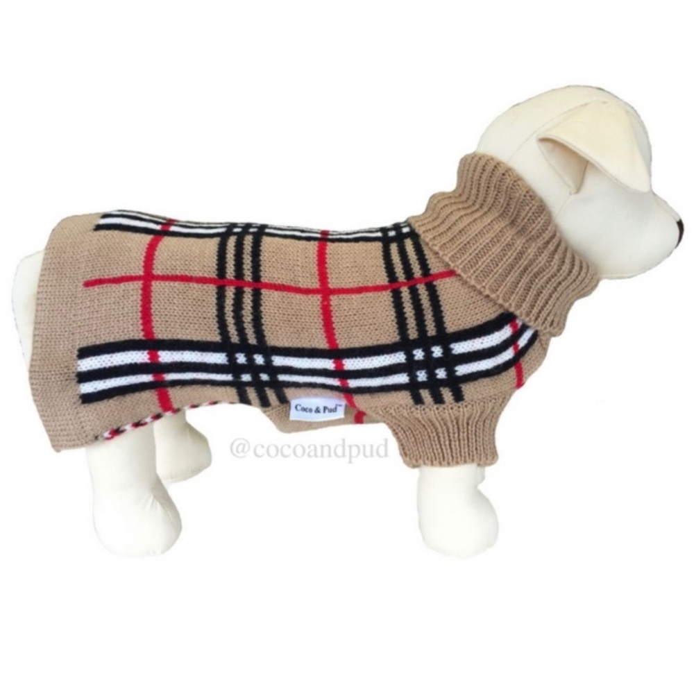 👑✅PRICE FIRM✅ Warm checkered doggie sweater. 💯% Wool. NWOT - Picture 2 of 12